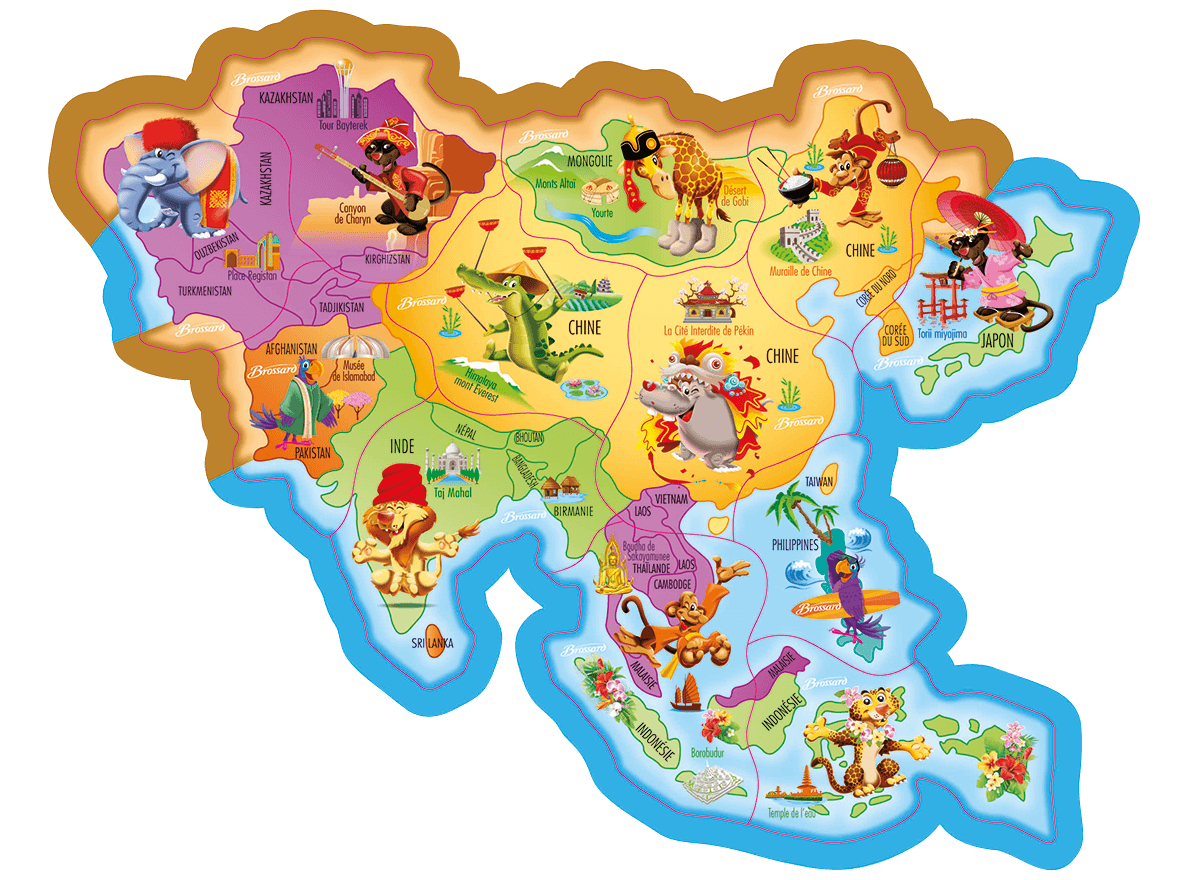Carte des magnets Brossard Asie